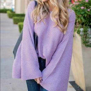 BP Purple Bell Sleeve Sweater women’s XS off the shoulder knitted